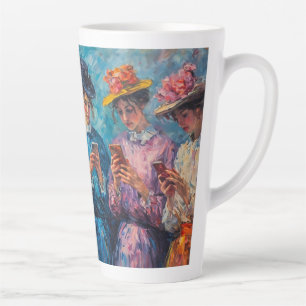 19th Century People Using Smartphones Latte Mug