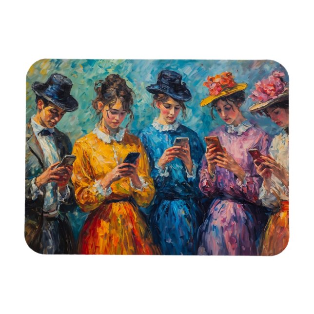 19th Century People Using Smartphones Magnet (Horizontal)