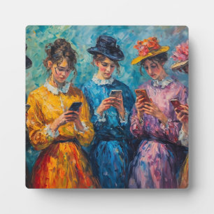 19th Century People Using Smartphones Plaque
