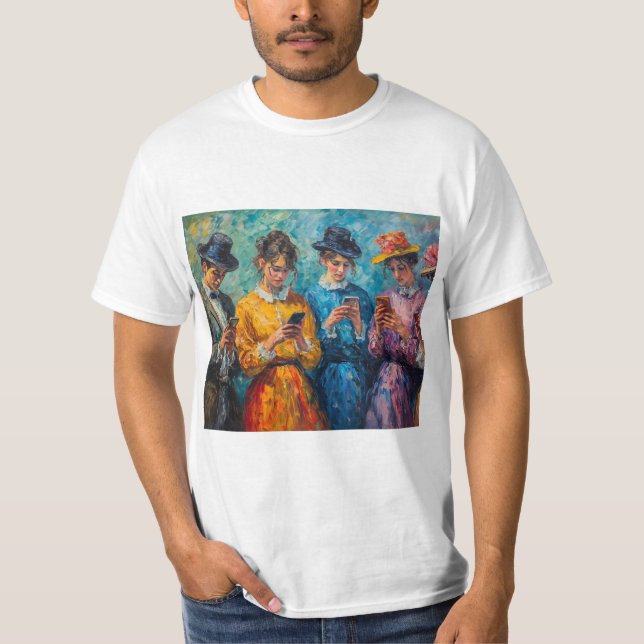 19th Century People Using Smartphones T-Shirt (Front)