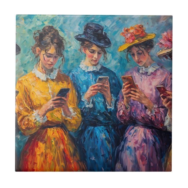 19th Century People Using Smartphones Tile (Front)
