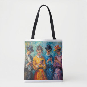 19th Century People Using Smartphones Tote Bag