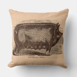 19th century pig print Berkshire sow no. 1 Cushion