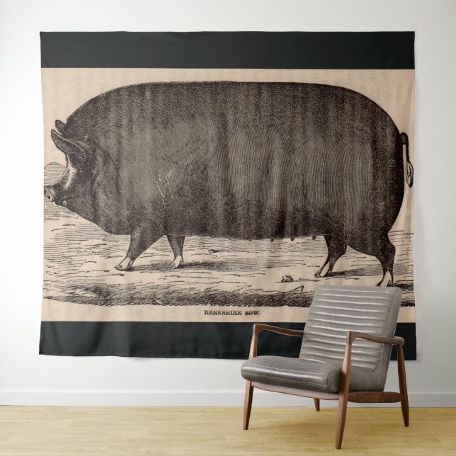 19th century pig print Berkshire sow no. 2 Tapestry (In Situ (Horizontal))