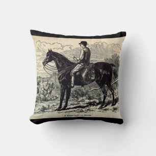 19th century print A Light Hunting Horse Cushion