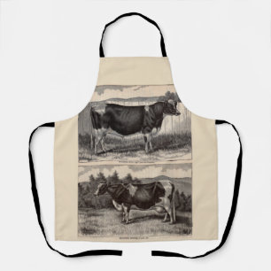 19th century print Holstein bull and heifer print Apron