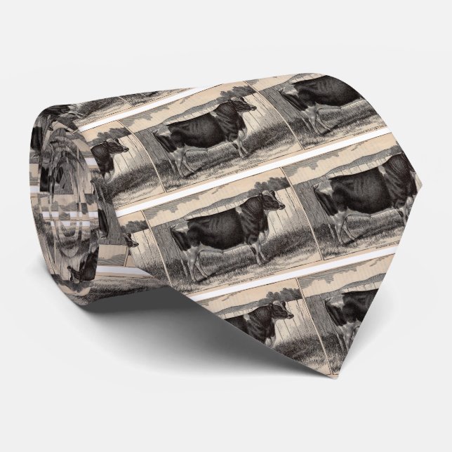 19th century print Holstein bull Tie (Rolled)