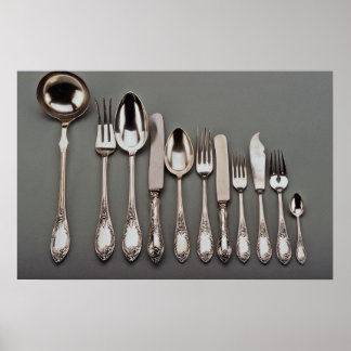 19th century silver cutlery, Warsaw, Poland Poster