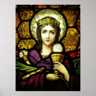 19th century stained glass St. Barbara Poster