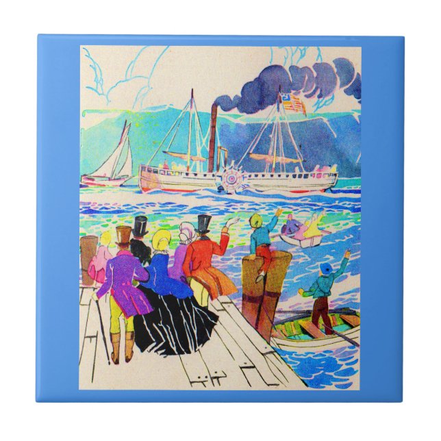 19th century yacht race print tile (Front)