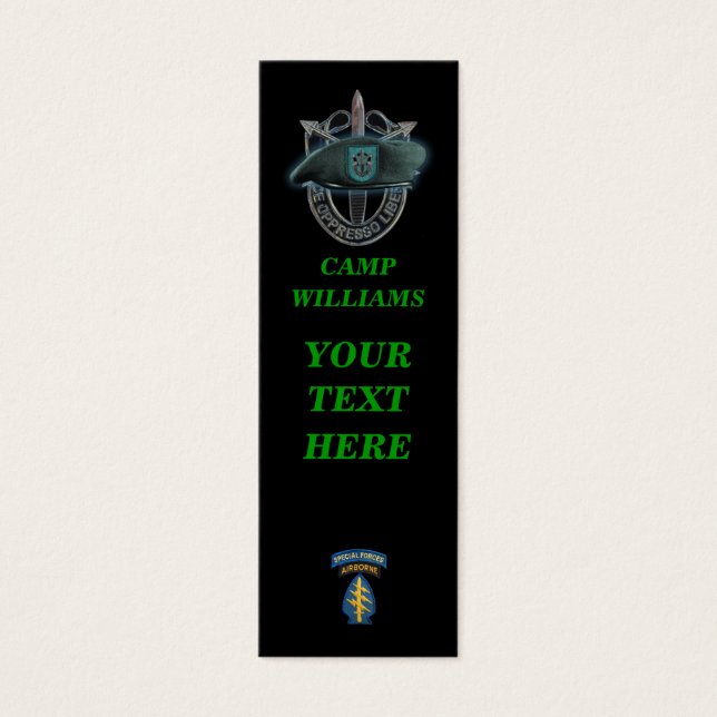 19th special forces green berets group bookmarkers (Front)