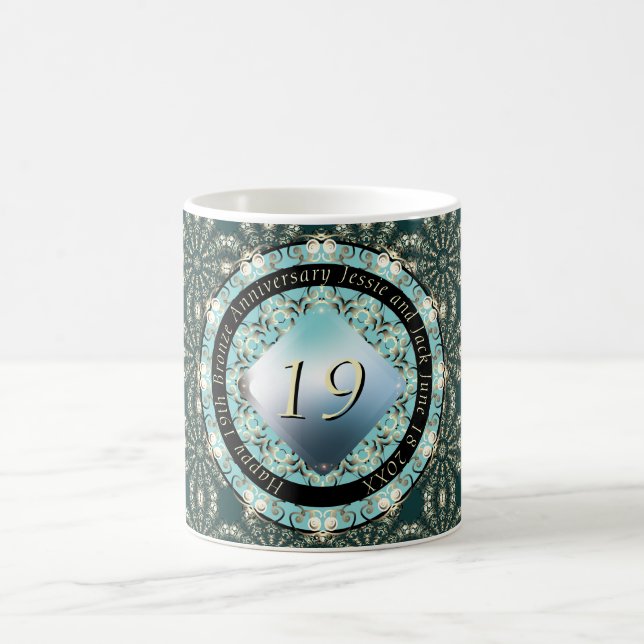 19th Wedding Anniversary Acquamarine Medallion Cof Coffee Mug (Center)