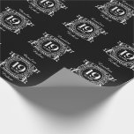 19TH wedding anniversary black and white Wrapping Paper<br><div class="desc">A romantic design to celebrate your 19th year of marriage. If you would like any help customising this design please contact me,  their is an ask this designer button,  just below this text. a crest style design,  with a distressed background for your 19 years wedding anniversary.</div>