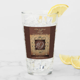 19th Wedding Anniversary Bronze & Roses Glass