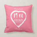 19th Wedding anniversary traditional bronze Cushion<br><div class="desc">If you would like any help customising this design please contact me,  there is an ask this designer button,  just below this text. A romantic heart brush stroke design for people celebrating 19th wedding anniversary. Bronze is the traditional gift for this occasion.</div>
