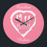 19th Wedding anniversary traditional bronze Large Clock<br><div class="desc">If you would like any help customising this design please contact me, there is an ask this designer button, just below this text. A romantic heart brush stroke design for people celebrating 19th wedding anniversary. Bronze is the traditional gift for this occasion.</div>