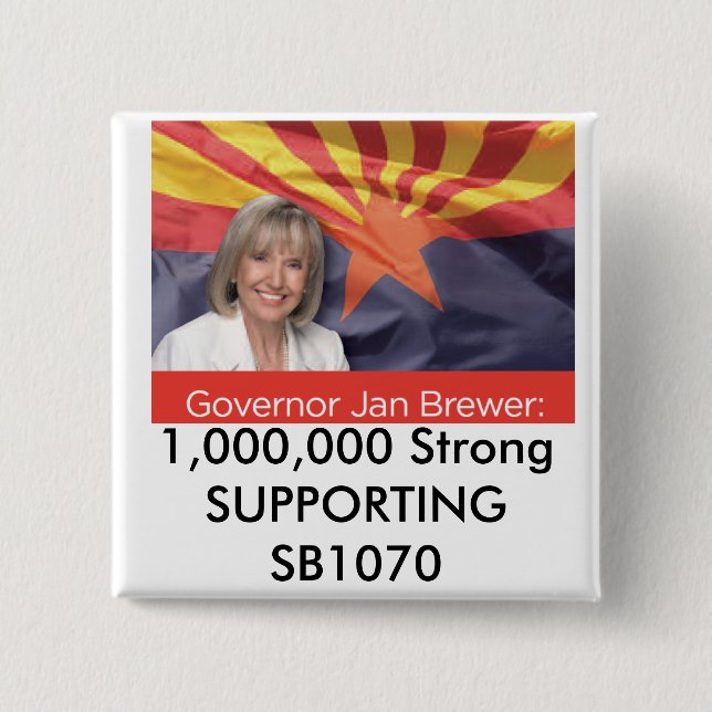 1,000,000 Strong SUPPORTING SB1070 15 Cm Square Badge (Front)