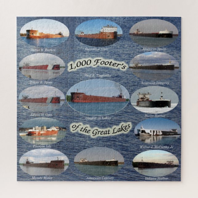 1,000 foot freighters on the Great Lakes Jigsaw Puzzle (Vertical)