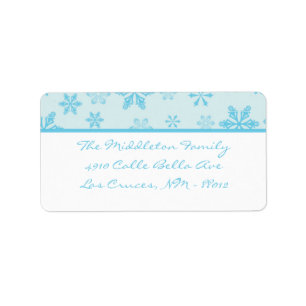1.25"x2.75" Blue Snowflakes Mailing Address Label
