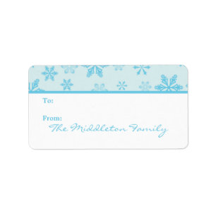 1.25"x2.75" Blue Snowflakes Stick On Gift Tag