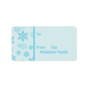 1.25"x2.75" Blue Snowflakes Stick On Gift Tag