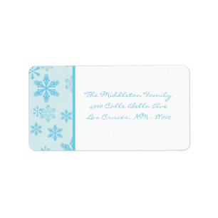 1.25"x2.75" Blue Snowflakes Stick On Mailing Label