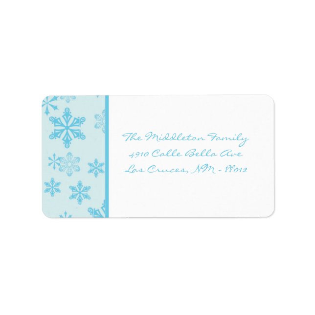 1.25"x2.75" Blue Snowflakes Stick On Mailing Label (Front)