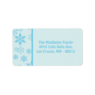 1.25"x2.75" Blue Snowflakes Stick On Mailing Label