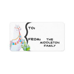 1.25"x2.75" Christmas Boho Llama Bohemian Cacti De Label