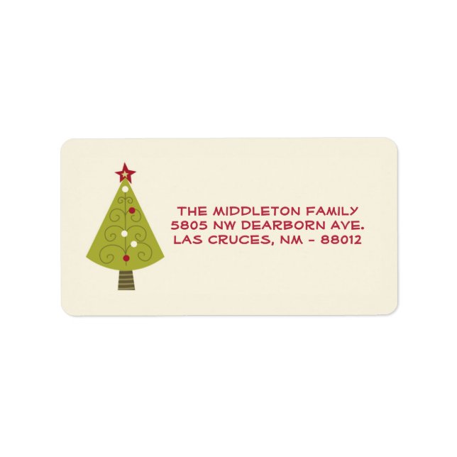 1.25"x2.75" Christmas XMAS Tree Mailing Address Label (Front)