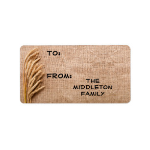 1.25"x2.75" Christmas XMAS Wheat on Burlap Sack Co Label