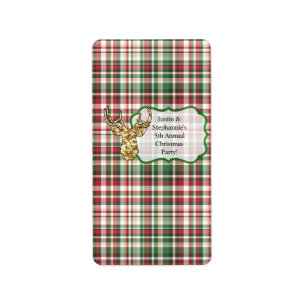 1.25"x2.75" Hershey's Miniature Gold Glitter Reind Label