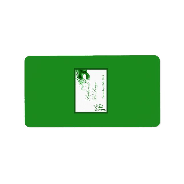 1.25"x2.75" Hershey's Miniature Sweet 16 green Label (Front)