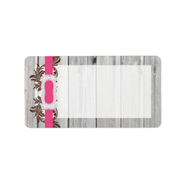 1.25"x2.75" Mailing Address Barn Wood Diamond Label (Front)