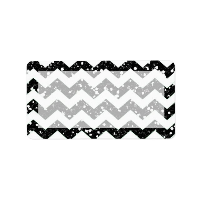 1.25"x2.75" Mailing Address Black Glitter Chevron Label (Front)