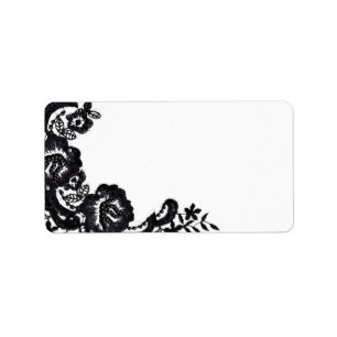 1.25"x2.75" Mailing Address Black Lace Damask Anti Label