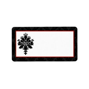 1.25"x2.75" Mailing Address Black Red Damask Label