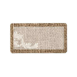 1.25"x2.75" Mailing Address Burlap Lace Country Label