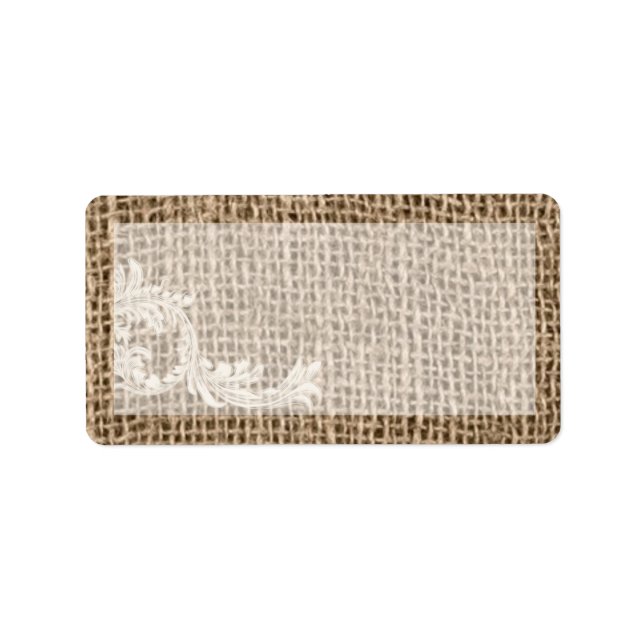 1.25"x2.75" Mailing Address Burlap Lace Country Label (Front)