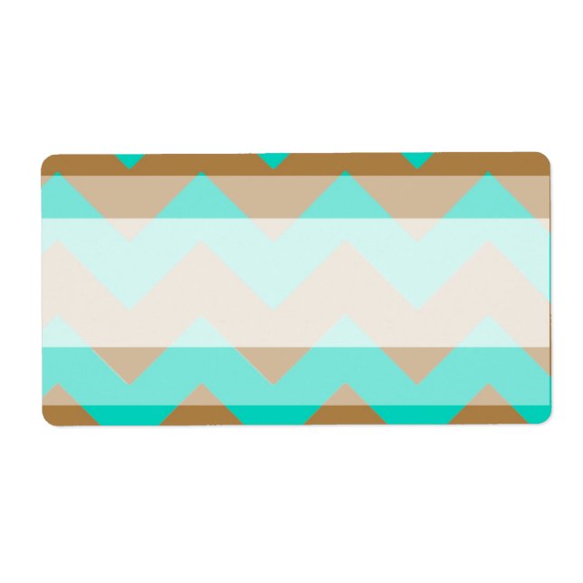 1.25"x2.75" Mailing Address Chevron Brown Seafoam (Front)