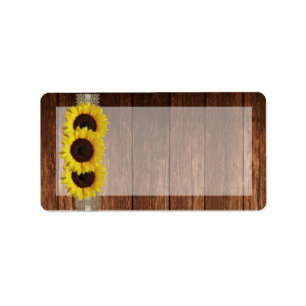 1.25"x2.75" Mailing Address Country Sunflower Wood Label
