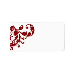1.25"x2.75" Mailing Address Crimson Red Floral Label