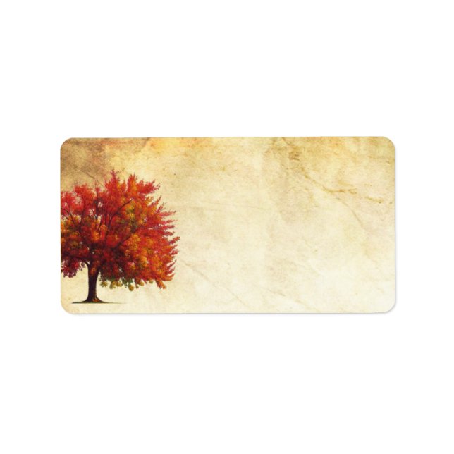 1.25"x2.75" Mailing Address Fall Tree Aged Paper Label (Front)