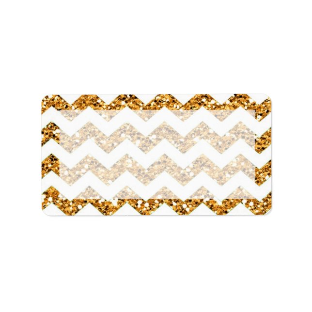 1.25"x2.75" Mailing Address Gold Glitter Chevron Label (Front)