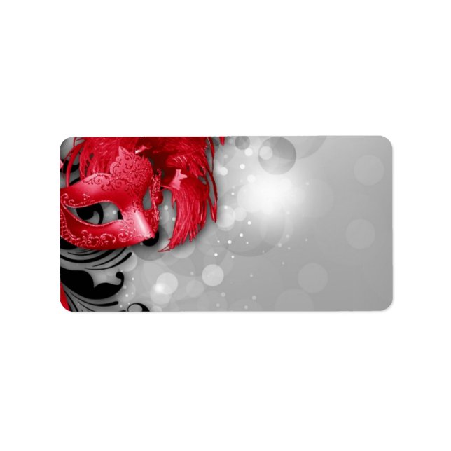 1.25"x2.75" Mailing Address Red Masquerade Mask Label (Front)