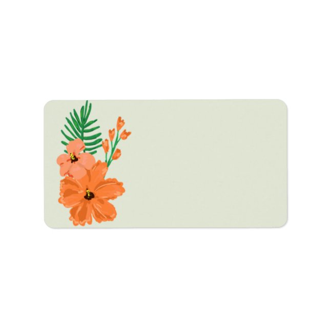 1.25"x2.75" Mailing Address Spring Hibiscus Flower Label (Front)