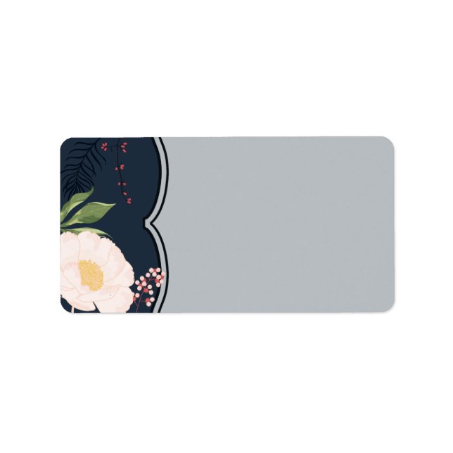 1.25"x2.75" Mailing Address White Floral Flowers o Label (Front)