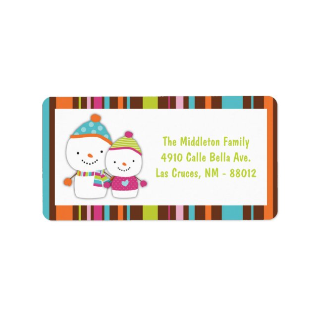 1.25"x2.75" Modern Snowman Mailing Address Label (Front)