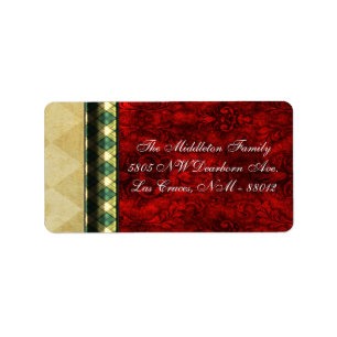 1.25"x2.75" Red XMAS Christmas Mailing Address Label