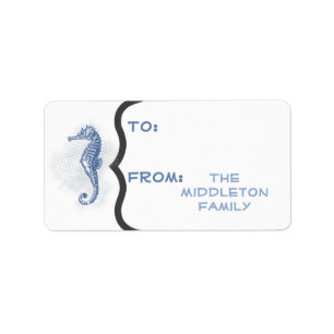 1.25"x2.75" Seahorse Ocean Beach Water Vacation Label